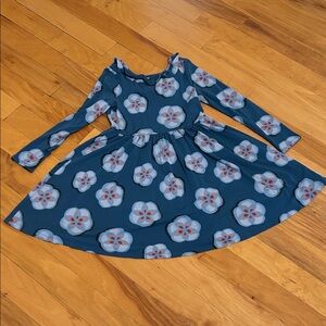 Tea Collection Floral Kids Dress in Navy and Light Blue